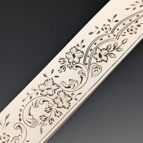 約 1903 年英國古董白色珍珠手柄甜點餐具 6 對含埃爾金頓托盤